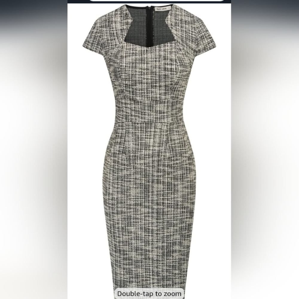 Grace Karin Black and White Sheath Midi Dress